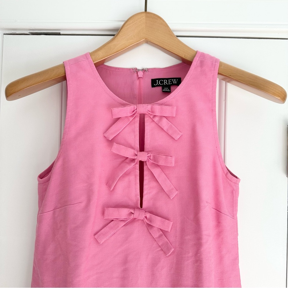 Bow-front shift dress in stretch linen blend - Picture 5 of 7